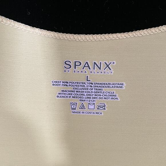 Spanx Shapewear Nude Tank Top Tummy Control Scoop Neck L - Picture 2 of 3